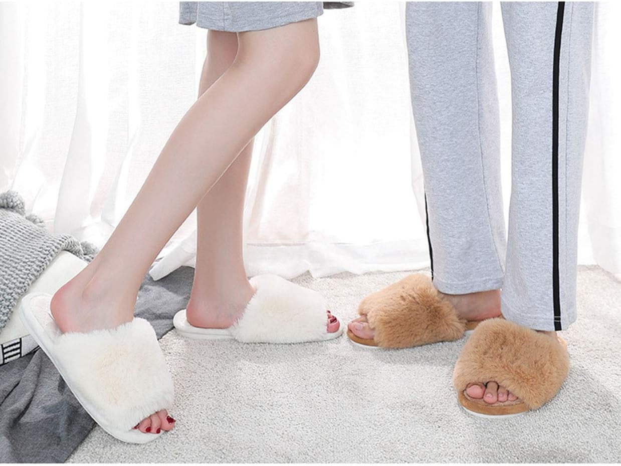 Women'S Fuzzy Fur Flat Slippers Soft Open Toe House Slippers Memory Foam Sandals Slides Home Slippers for Girls Men Indoor Outdoor Women'S Fuzzy Fur Flat Slippers Soft Open Toe House Slippers Memory Foam Sandals Slides Home Slippers for Girls Men Indoor Outdoor