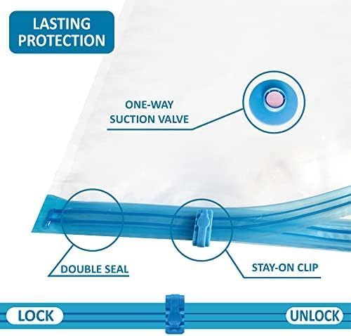 20 Pack Vacuum Storage Bags, Space Saver Bags (4 Jumbo/4 Large/4 Medium/4 Small/4 Roll) Compression for Comforters and Blankets, Sealer Clothes Storage, Hand Pump Included 20 Pack Vacuum Storage Bags, Space Saver Bags (4 Jumbo/4 Large/4 Medium/4 Small/4 Roll) Compression for Comforters and Blankets, Sealer Clothes Storage, Hand Pump Included