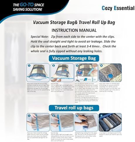 20 Pack Vacuum Storage Bags, Space Saver Bags (4 Jumbo/4 Large/4 Medium/4 Small/4 Roll) Compression for Comforters and Blankets, Sealer Clothes Storage, Hand Pump Included 20 Pack Vacuum Storage Bags, Space Saver Bags (4 Jumbo/4 Large/4 Medium/4 Small/4 Roll) Compression for Comforters and Blankets, Sealer Clothes Storage, Hand Pump Included