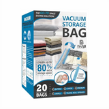 20 Pack Vacuum Storage Bags, Space Saver Bags (4 Jumbo/4 Large/4 Medium/4 Small/4 Roll) Compression for Comforters and Blankets, Sealer Clothes Storage, Hand Pump Included