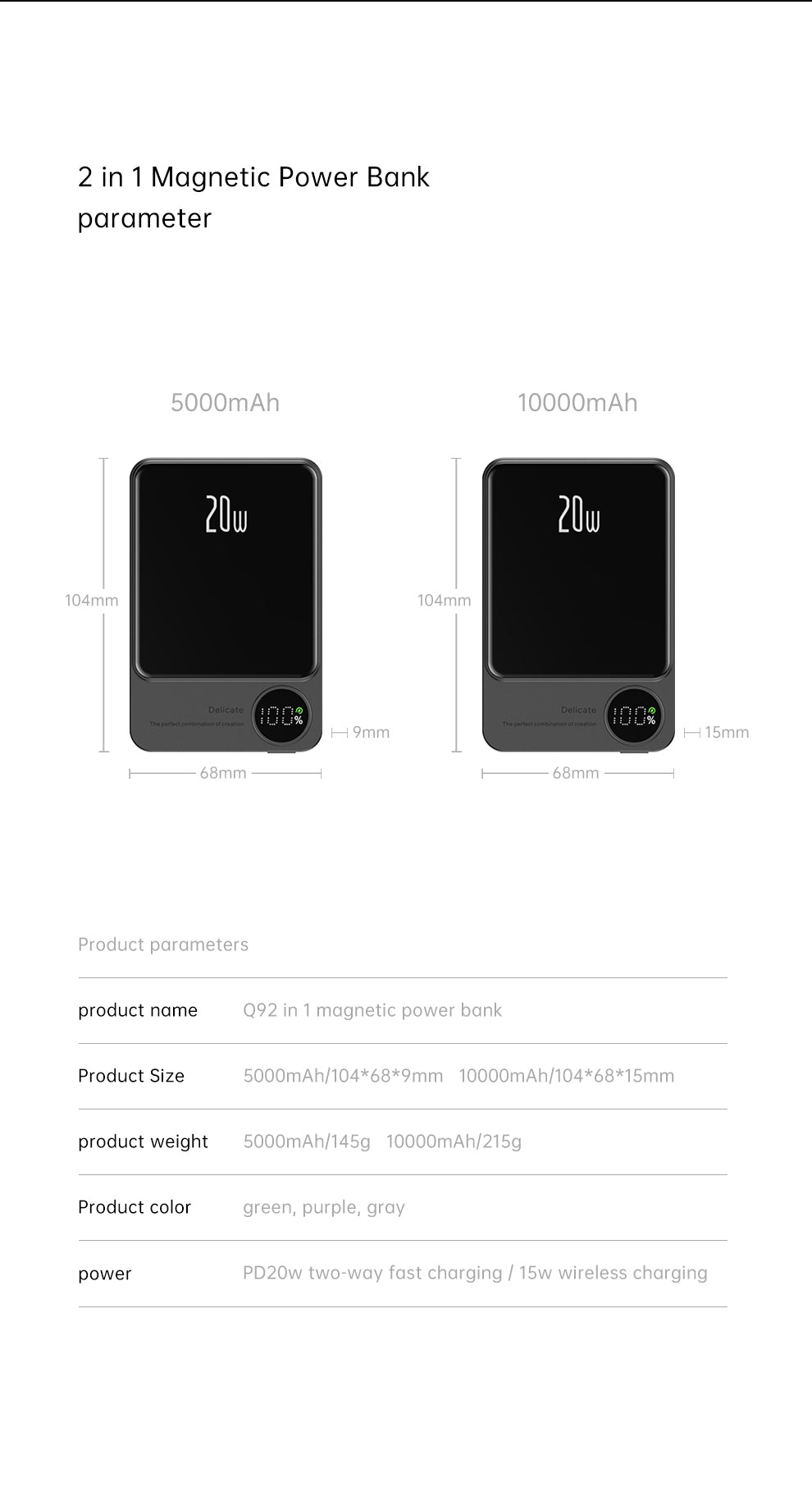 Babji Magnetic Portable Charger, 5,000mAh Wireless Portable Charger with USB-C Cable, Battery Pack, Magsafe-Compatible with iPhone 15/15 Plus/15 Pro/15 Pro Max, iPhone 14/13/12 Series and more